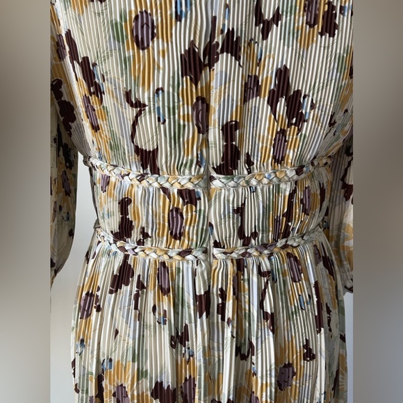 Polo Ralph Lauren Floral Pleated Satin V-Neck Dress Elbow Length Sleeve NWOT - Picture 10 of 13